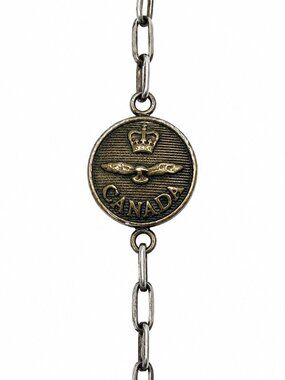 RCAF Crown & Wing Vintage Canadian Button Sterling Silver Bracelet